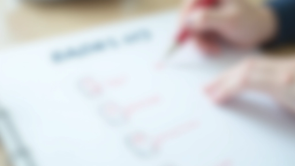 Gros plan sur une checklist imprimée avec des cases cochées et un stylo rouge marquant les erreurs à éviter